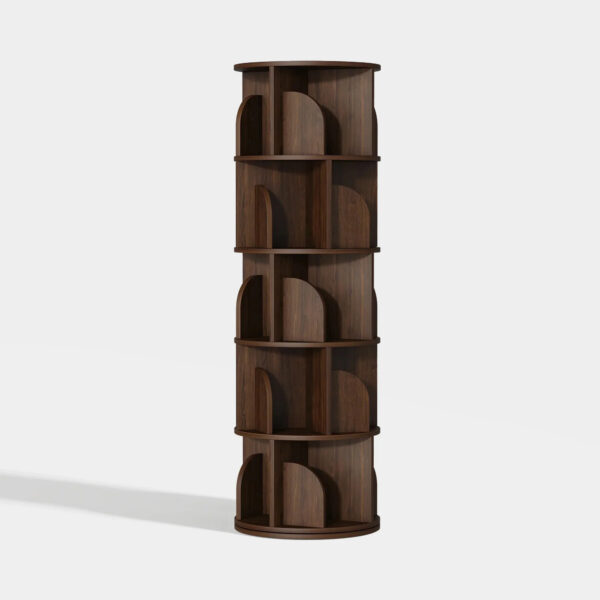 Walnut Rotating Bookshelf 360 Degree Storage Rack